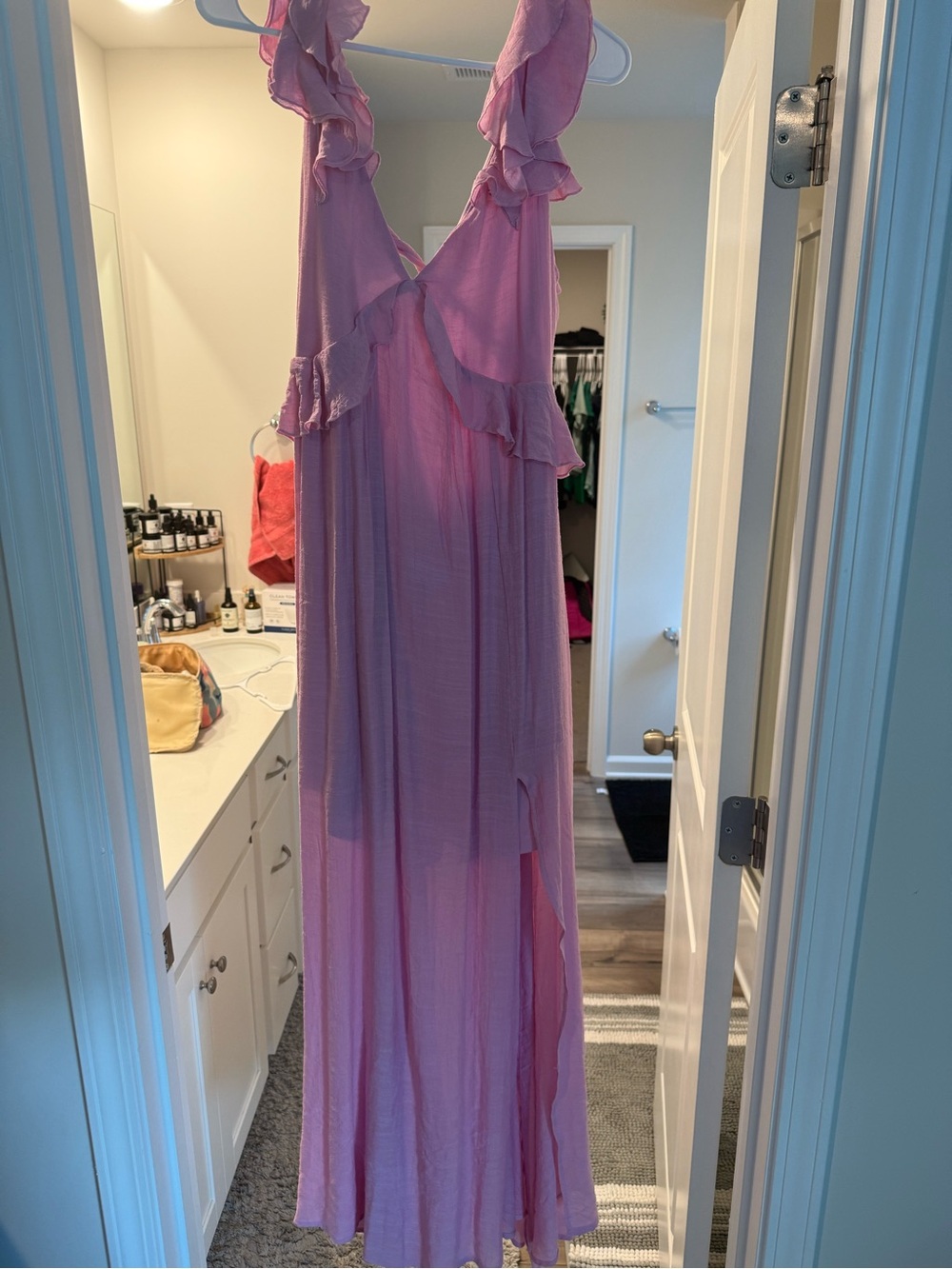 HYFVE Pink Ruffled Maxi Dress